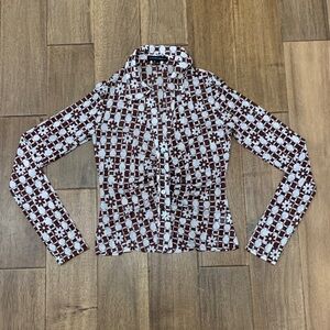 Cotton Candy Brown and White Floral Shirt Size Small